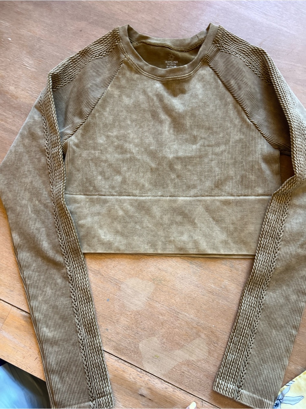 aerie Olive Green Long Sleeve Cropped Tee